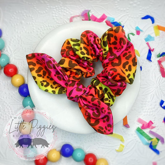 Sunset Leopard - Bunny Ear Scrunchy