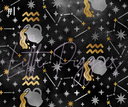 Printed Vinyl - Aquarius - Black and Gold