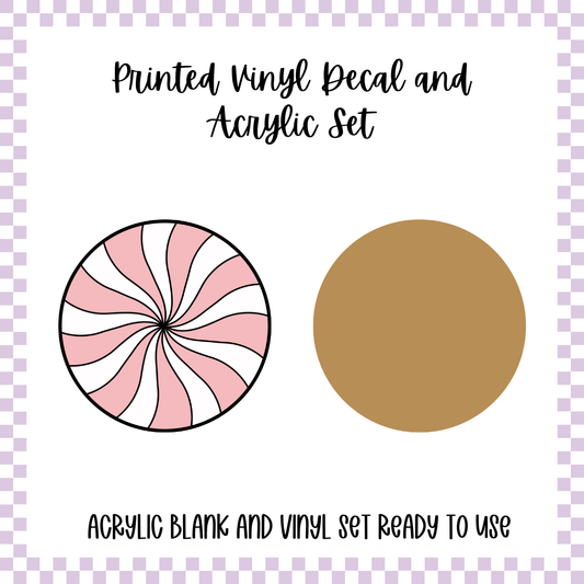 Printed Vinyl and Acrylic Set - Retro Pink Peppermint