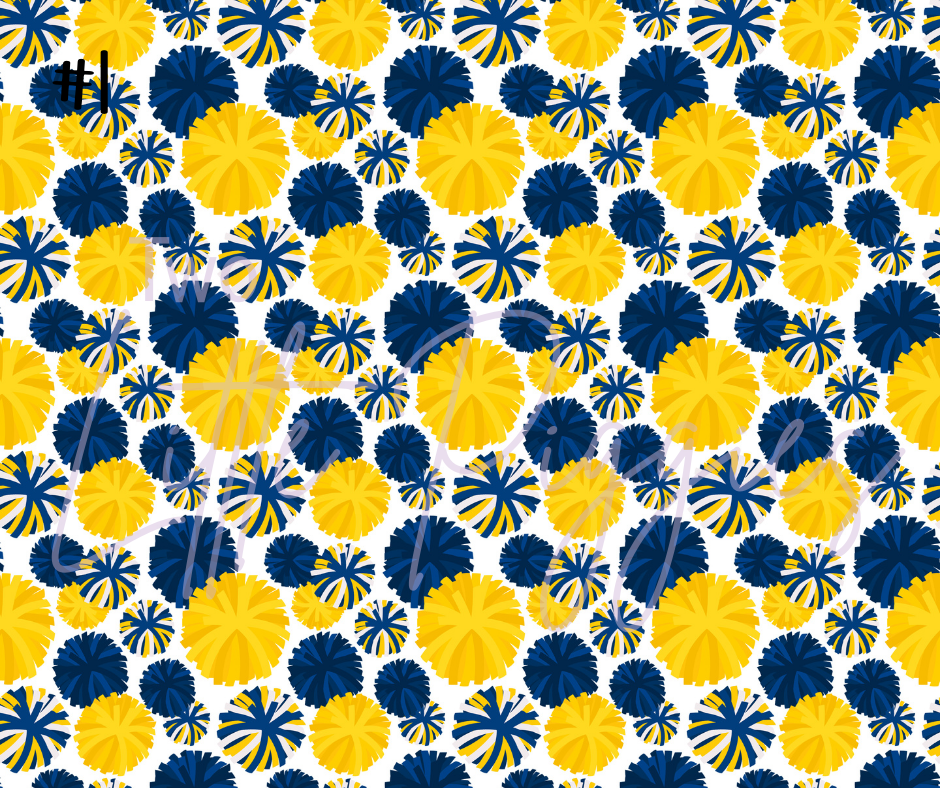 Printed Vinyl - Cheer - Blue and Yellow