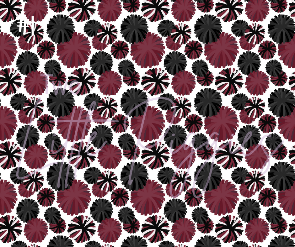 Printed Vinyl - Cheer - Burgundy, White and Black