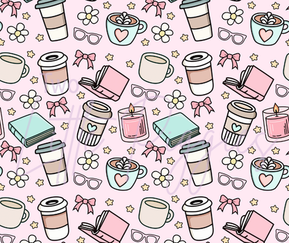 Printed Vinyl - Book and Coffee Girly