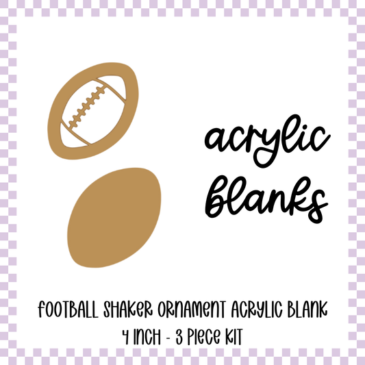 Acrylic Blank - Shaker/Snowglobe - Football Ornament/Keychain