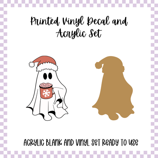 Printed Vinyl and Acrylic Set - Retro Christmas Ghost