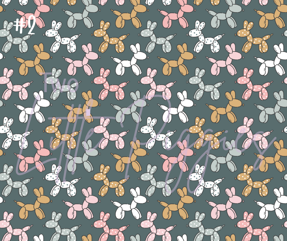 Printed Vinyl - Retro Balloon Dog - Teal