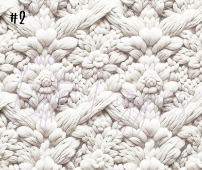 Printed Vinyl - White Knit Texture