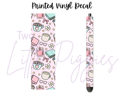 Printed Vinyl - Book and Coffee Girly