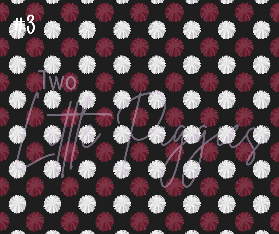 Printed Vinyl - Cheer - Burgundy, White and Black