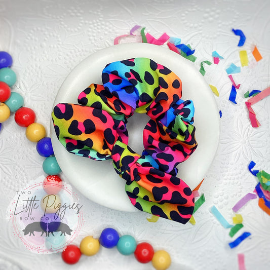 Rainbow Leopard Scrunchy