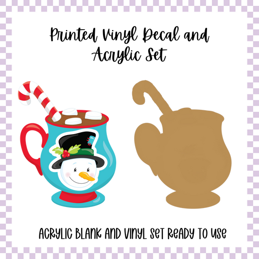 Printed Vinyl and Acrylic Set - Snowman Hot Cocoa
