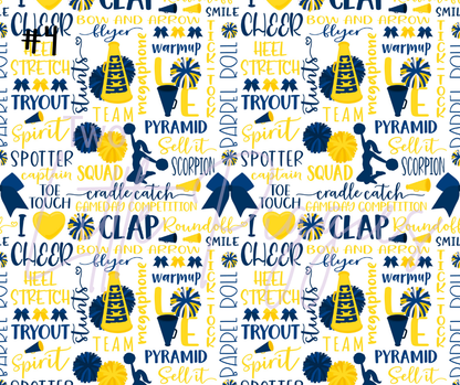 Printed Vinyl - Cheer - Blue and Yellow