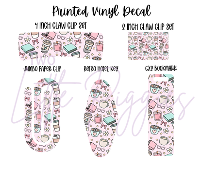 Printed Vinyl - Book and Coffee Girly