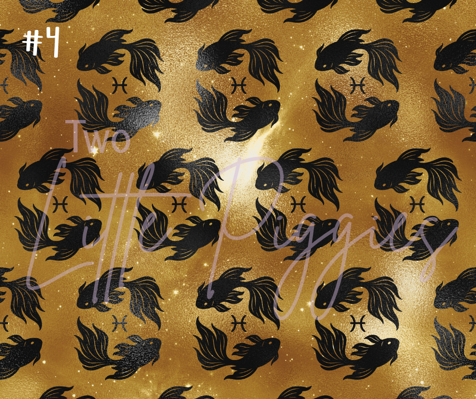 Printed Vinyl - Pisces - Black and Gold