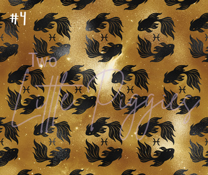 Printed Vinyl - Pisces - Black and Gold