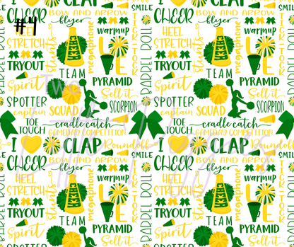 Printed Vinyl - Cheer - Green and Yellow