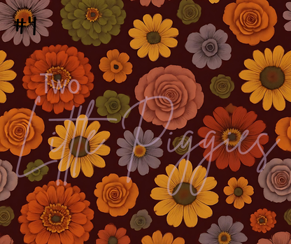Printed Vinyl - Burgundy Fall Floral