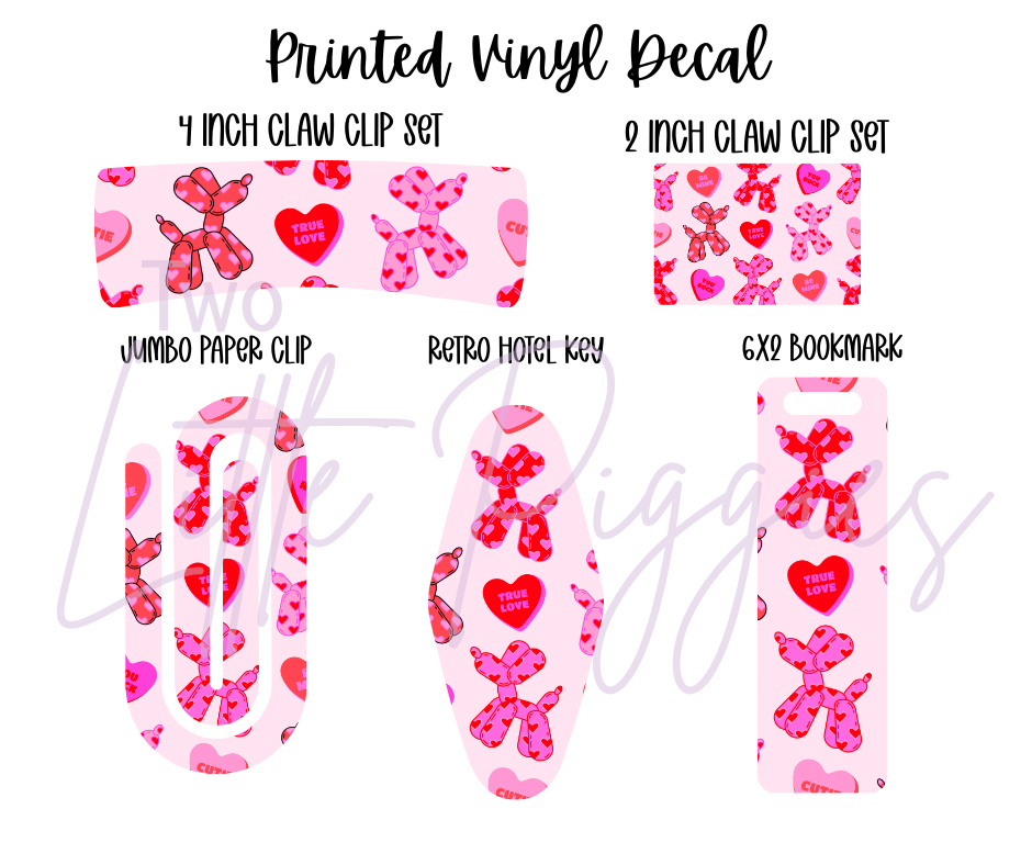 Printed Vinyl - Valentine - Balloon Dogs