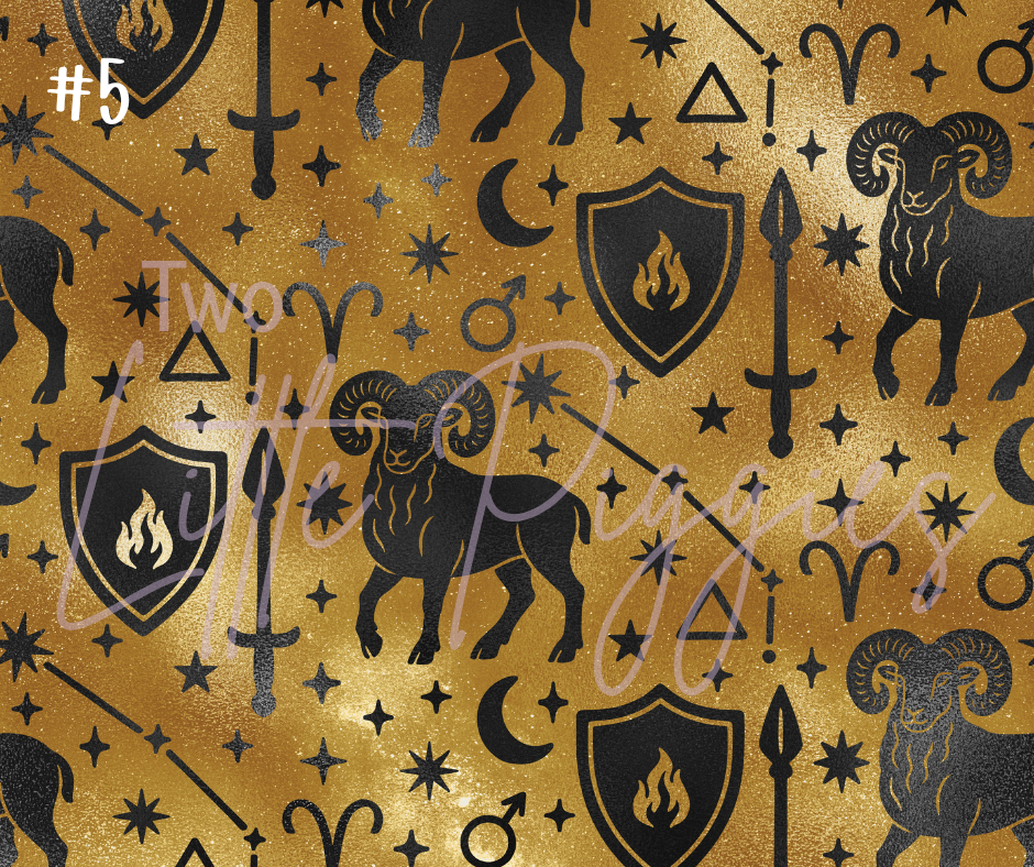 Printed Vinyl - Aries - Black and Gold