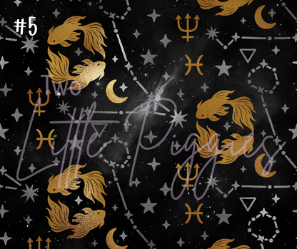 Printed Vinyl - Pisces - Black and Gold