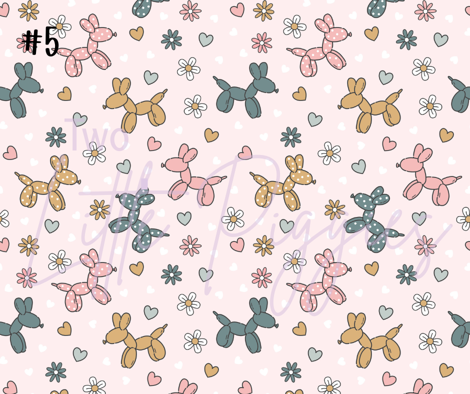 Printed Vinyl - Retro Balloon Dog - Teal