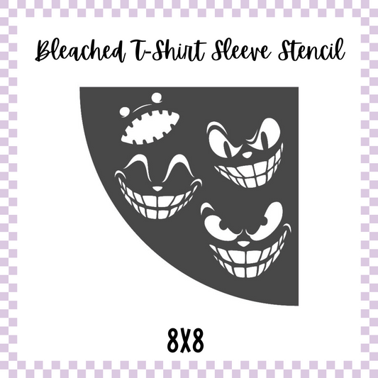Bleached Tshirt Stencil - Scary Faces