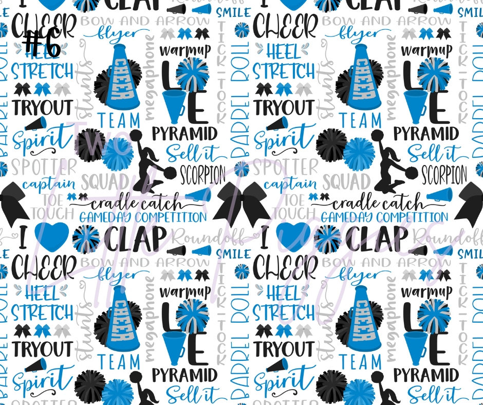 Printed Vinyl - Cheer - Blue and Gray
