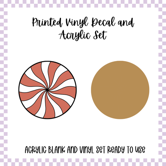 Printed Vinyl and Acrylic Set - Retro Red Peppermint