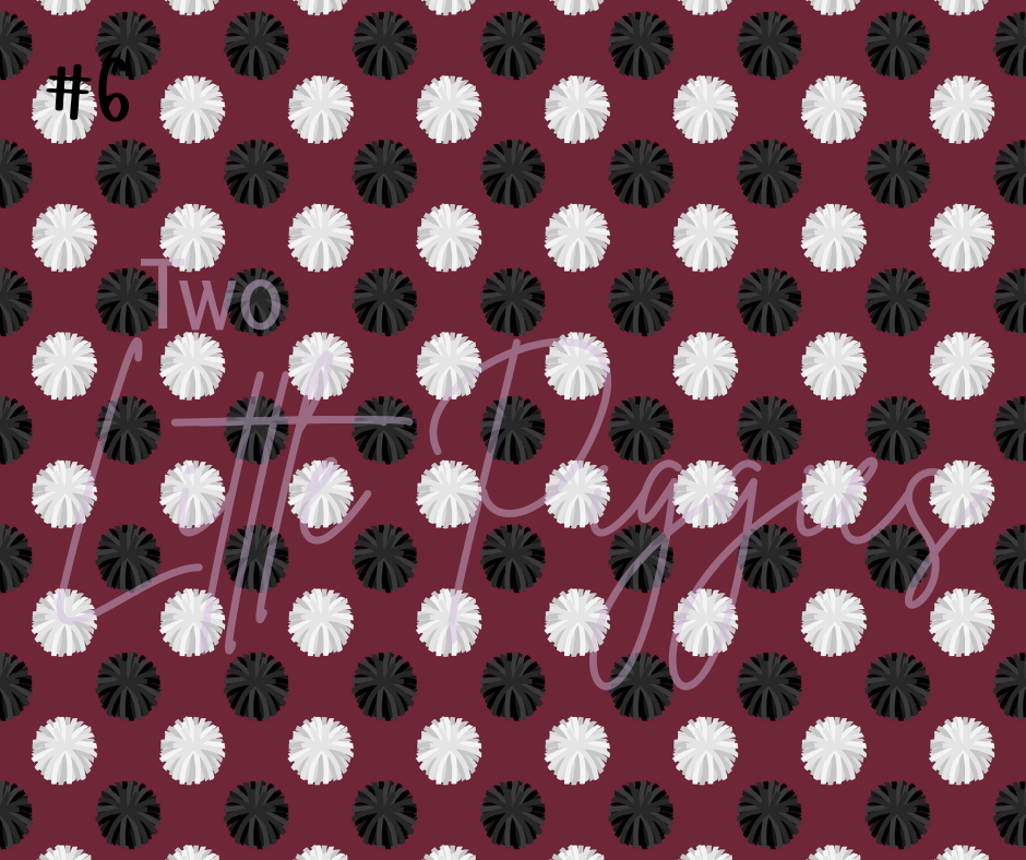 Printed Vinyl - Cheer - Burgundy, White and Black