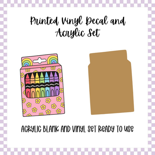 Printed Vinyl and Acrylic Set - Retro Crayons