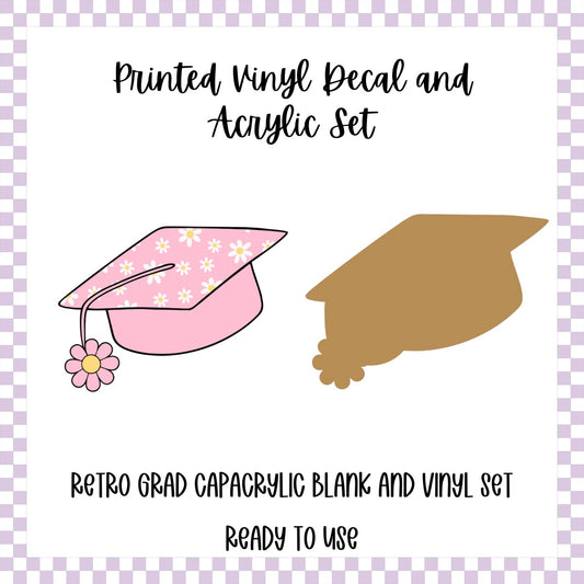 Printed Vinyl and Acrylic Set - Retro Grad Cap