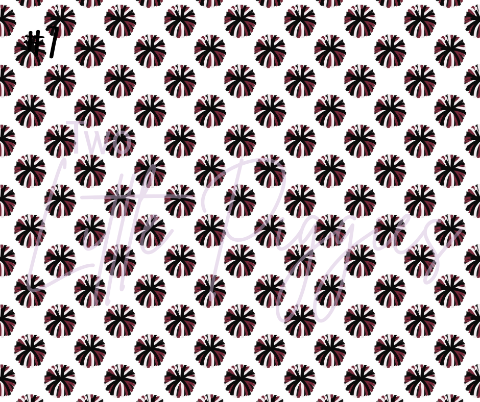 Printed Vinyl - Cheer - Burgundy, White and Black