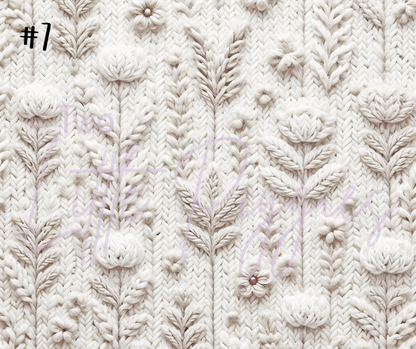 Printed Vinyl - White Knit Texture