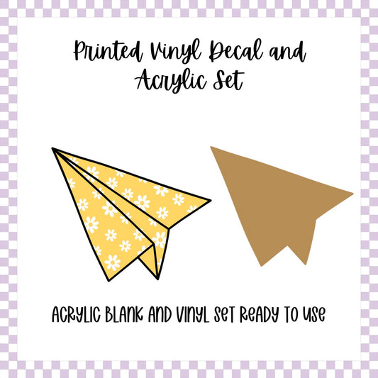 Printed Vinyl and Acrylic Set - Retro Paper Airplane