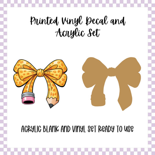 Printed Vinyl and Acrylic Set - Leopard School Bow