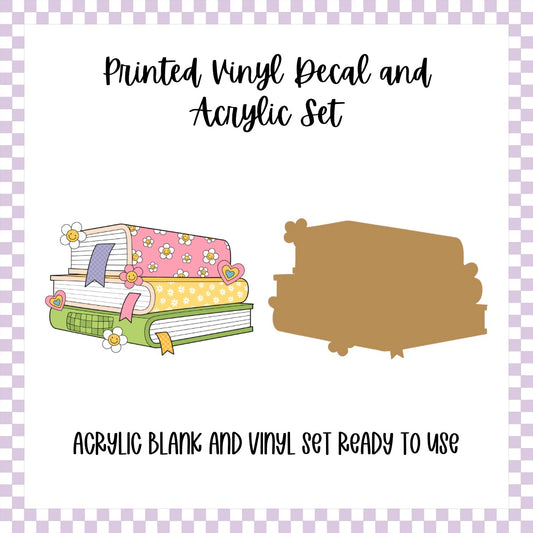 Printed Vinyl and Acrylic Set - Retro Books