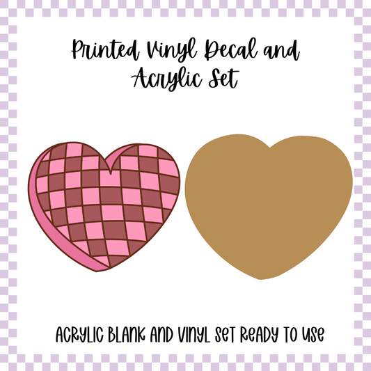 Printed Vinyl and Acrylic Set - Anti Valentine - Checkered Heart