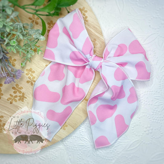 Cow Print (Pink) Hayley Bow