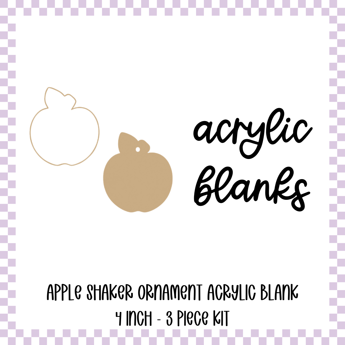 Acrylic Blank - Shaker/Snowglobe - Apple Ornament/Keychain