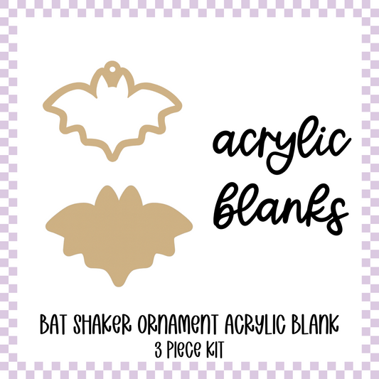 Acrylic Blank - Shaker/Snowglobe - Bat Ornament/Keychain