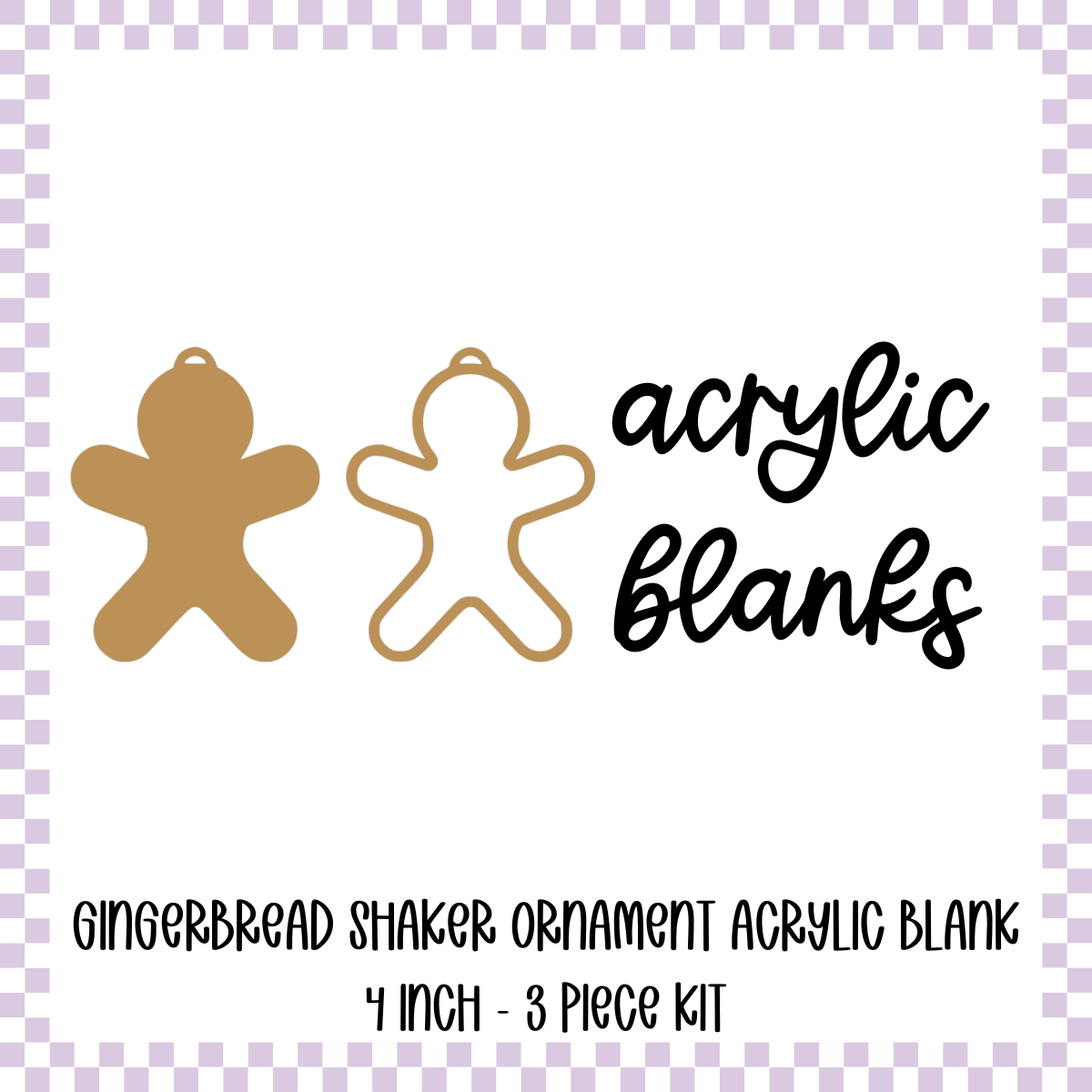 Acrylic Blank - Shaker/Snowglobe - Gingerbread Man Ornament/Keychain