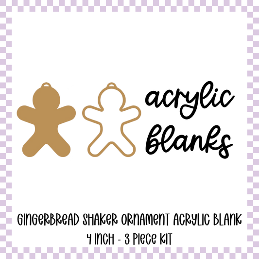 Acrylic Blank - Shaker/Snowglobe - Gingerbread Man Ornament/Keychain