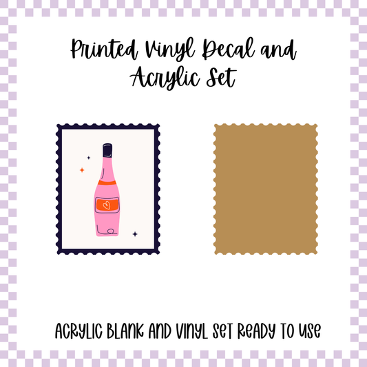 Printed Vinyl and Acrylic Set - Boho Valentine - Bottle