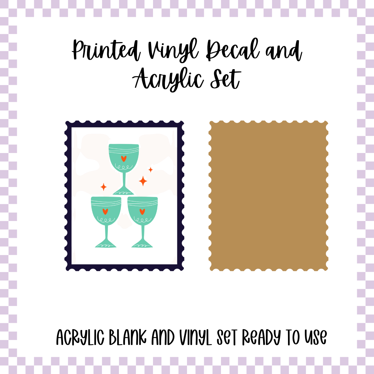 Printed Vinyl and Acrylic Set - Boho Valentine - Glasses