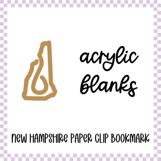 Acrylic Blank - New Hampshire Paper Clip Bookmark (3pc)