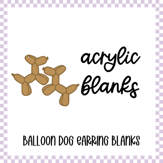 Acrylic Blank - Balloon Dog Dangle Earring (3 Sets)