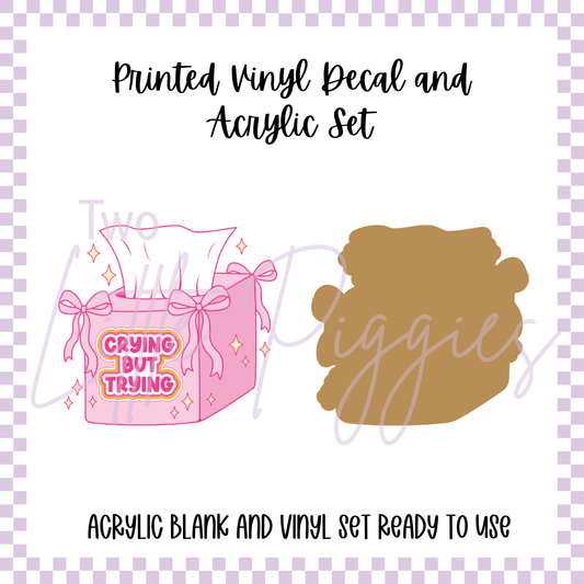 Printed Vinyl and Acrylic Set - Crying but Trying