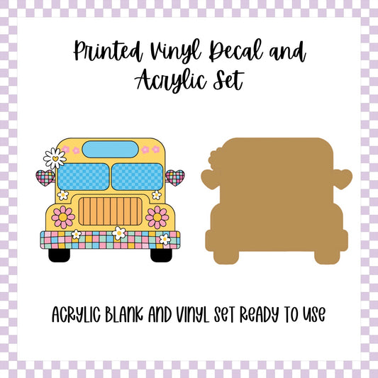 Printed Vinyl and Acrylic Set - Retro School Bus