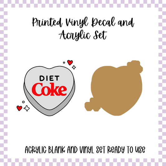 Printed Vinyl and Acrylic Set - Diet Coke Heart