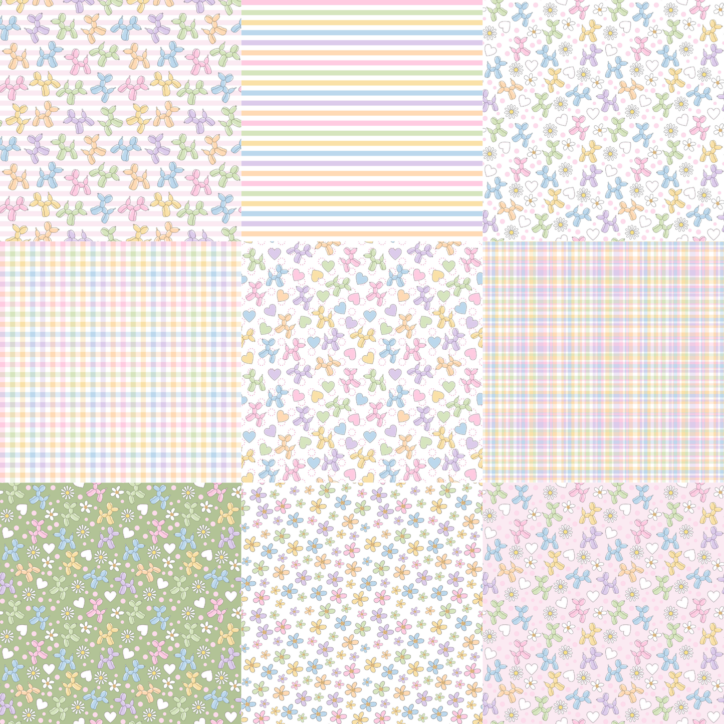 Printed Vinyl - Pastel Balloon Dogs