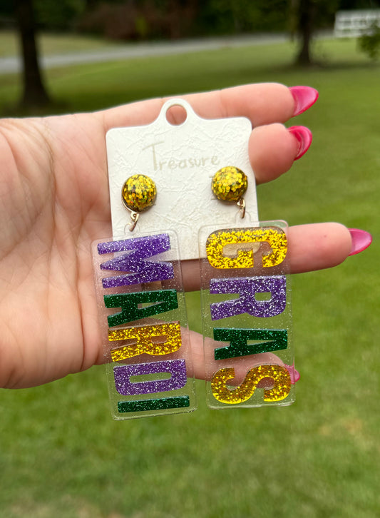 Acrylic Earrings - Mardi Gras